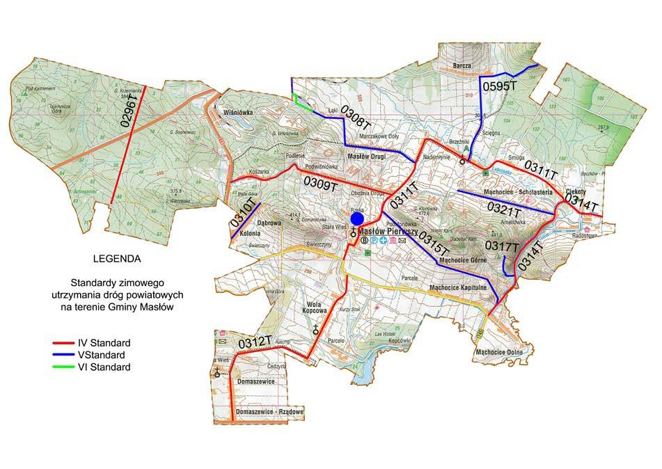 GMINA MASŁÓW Łączna długość dróg powiatowych na terenie Gminy Masłów wynosi
