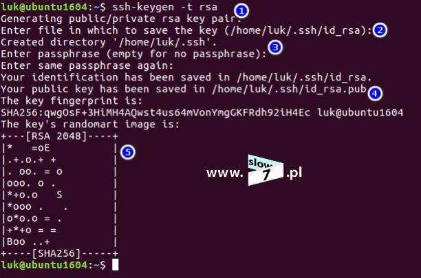 20 (Pobrane z slow7.pl) klucza to: id_rsa.pub, klucz zapisywany jest w tym samym katalogu co klucz prywatny. 5 - Graficzna mapa klucza.