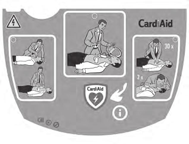 6. Próba działania Urządzenie CardiAid przeprowadza kompleksowy test samoczynny w stanie gotowości (przy zamkniętej pokrywie).