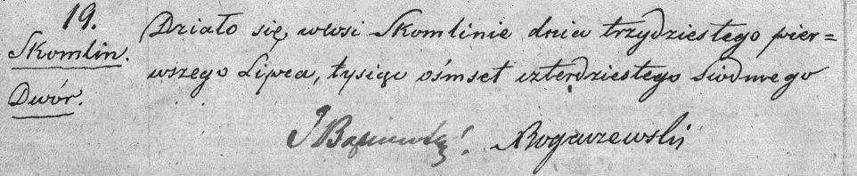 73 Konrad Stanisław Erazm Jaxa-Bąkowski ur. 2.06.1847 r. w Skomlinie zm. 4.04.1884 r. w Komornikach syn Ignacego (71) żona Wiktoria Józefa Gostkowska h. Gozdawa (c.