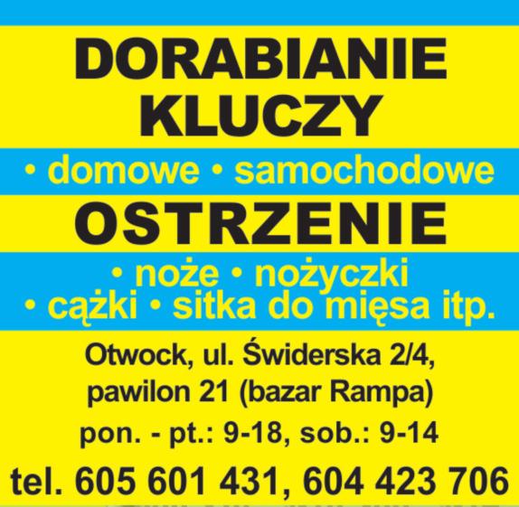 63 m 2, handlowo-usługowy cena 380 000 zł do negocjacji, tel. 500 871 954 Do wynajęcia Kawalerka 25 m 2 w Otwocku os. Śródmieście, umeblowana, 1100 zł + media, tel.