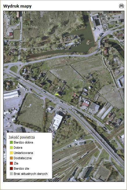3.2.2.4 Zawartość wydruku Istnieje możliwość dołączenia do wydruku aktualnej legendy, znajdującej się w panelu Legenda. W tym celu należy kliknąć lewym przyciskiem myszy w ikonę.