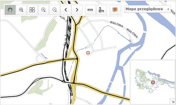 Rysunek 39 Panel widoku mapy - efekt działania wyszukiwania punktu po współrzędnych 3.