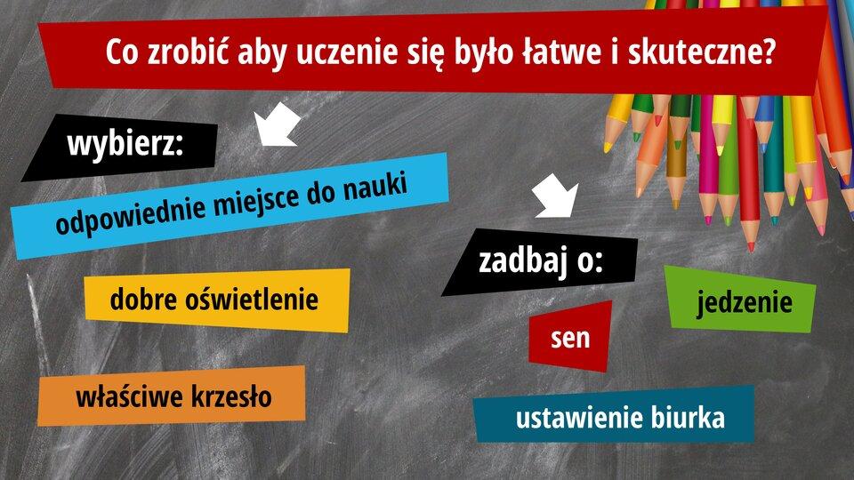 Aby uczenie się było łatwiejsze i skuteczne, warto zadbać o odpowiednie ustawienie biurka. Najlepiej uczyć się w miejscu z dobrym oświetleniem, dostosowanym do potrzeb indywidualnych, np.