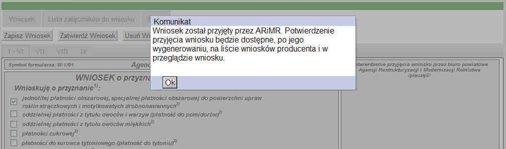 JeŜeli wniosek nie jest kompletny naleŝy uŝyć przycisku anuluj i uzupełnić braki.