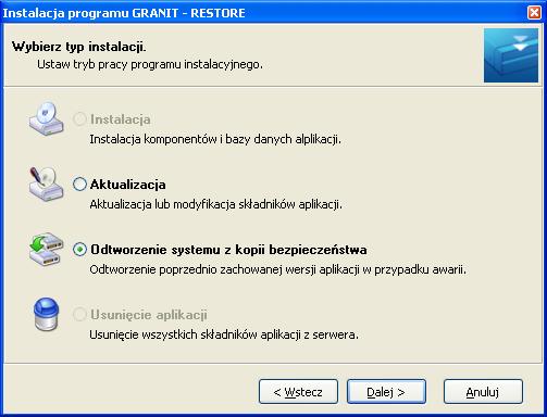 Rysunek 4.1 W następnym kroku instalator automatycznie wskazuje miejsce ostatniego backup u.