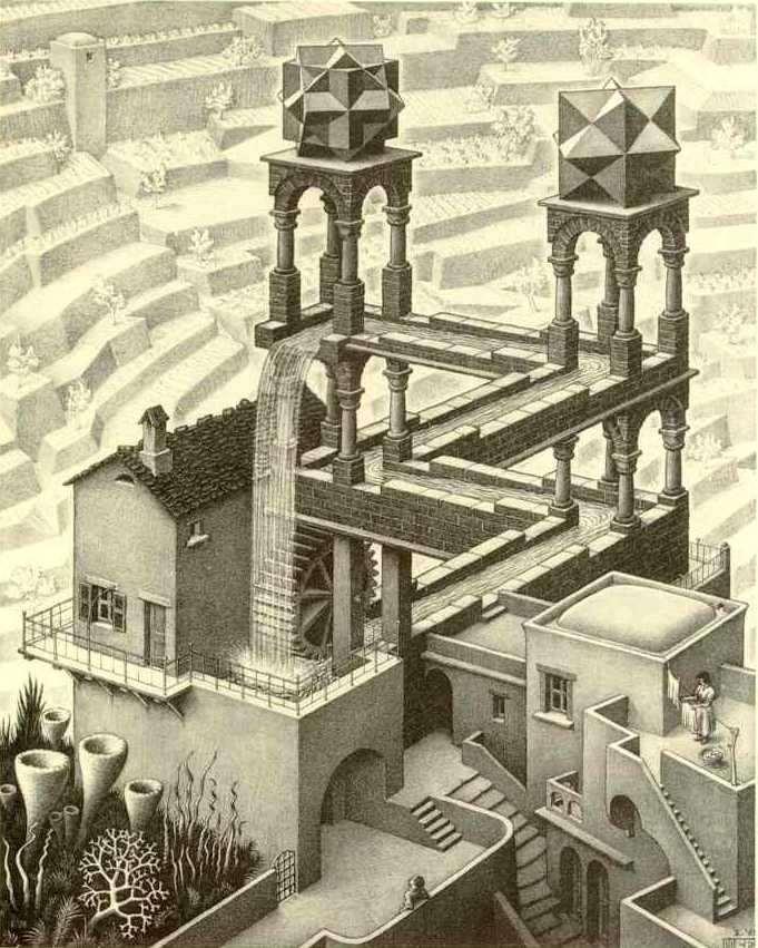 Waterfall, by Mauritz Cornelis Escher.