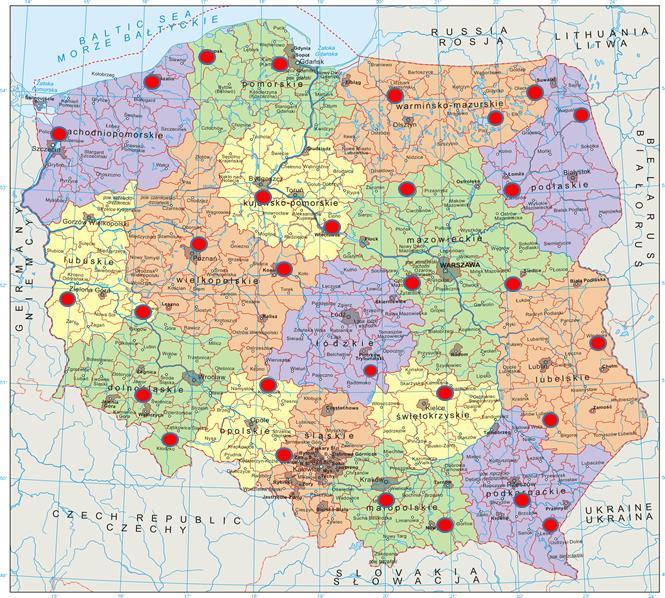 Punkty wagowe na terytorium Polski monitorowanie fenologiczno-rolniczych warunków stacjonowania pasiek W 2017 roku za podstawę do scharakteryzowania zasobów pożytkowych posłużyły dane z systemu