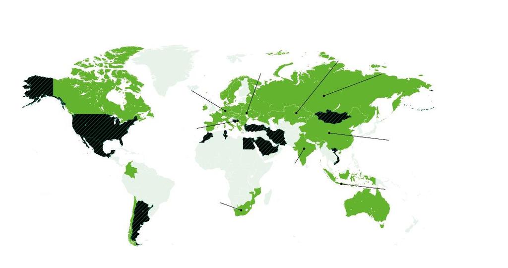 Grupa FAMUR na świecie Niemcy Biura sprzedaży Ukraina Centrum serwisowe Kazachstan Centrum serwisowe Rosja Biura sprzedaży i centrum serwisowe Mapa przedstawia kraje, w których zostały wdrożone