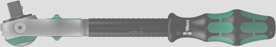 Grzechotka Zyklop Speed z zabierakiem 1 / 4 ", na blistrze Zastosowanie: do kluczy nasadowych i adapterów z gniazdem czworokątnym 1 / 4 ", z zatrzaskiem kulkowym Konstrukcja: Rękojeść: połączenie