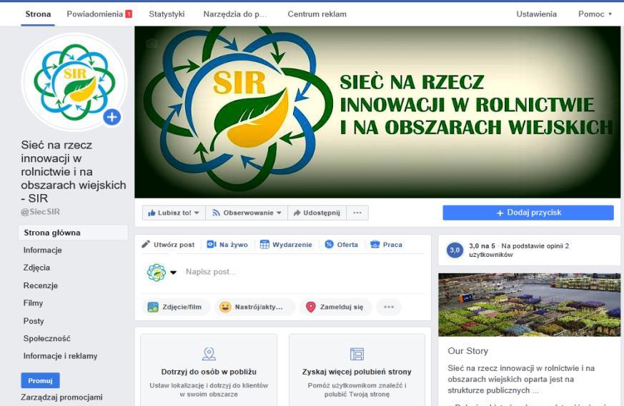 Promocja SIR - portale społecznościowe- https://www.facebook.com/siecsir/ https://twitter.