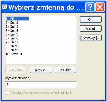 ciągłego przyciskamy Zmienne i