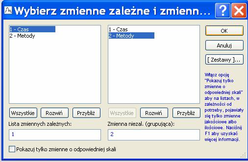 Obliczenia w pakiecie STATISTICA W okienku Statystyki