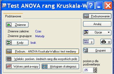 Obliczenia w pakiecie STATISTICA W okienku