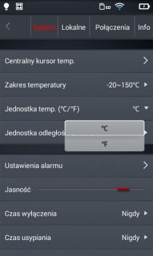 6.3 Przełączanie jednostek temperatury Temperatura może być wyświetlana w C lub F, domyślna jednostka temperatury: C. 6.