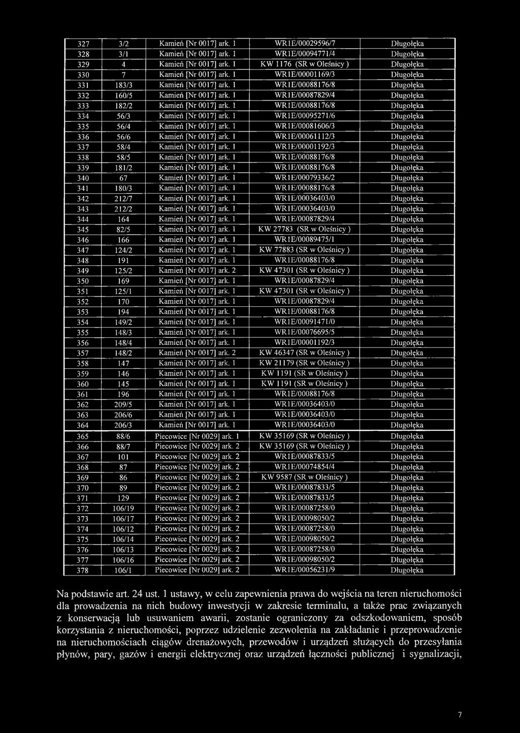 1 WR1E/00087829/4 Długołęka 333 182/2 Kamień [Nr 0017] ark. 1 W R1E/00088176/8 Długołęka 334 56/3 Kamień [Nr 0017] ark.