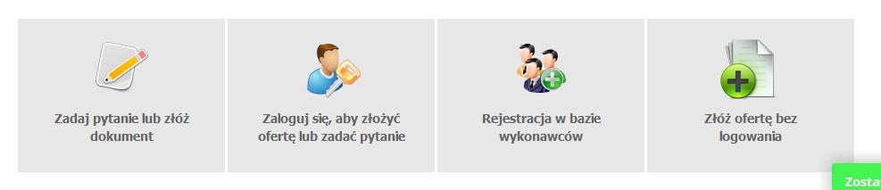 Złożenie oferty bez logowania 1) Aby się złożyć ofertę bez logowania należy kliknąć ikonę Złóż ofertę bez logowania 2) Po wykonaniu powyższej operacji zostanie otwarta strona z domyślnym zaznaczeniem