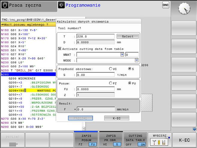 Pomoce przy programowaniu Kalkulator danych skrawania 6 6.