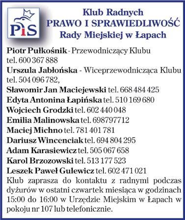 Ogłoszenia Gazeta Łapska wydawana przez Ośrodek Przedsiębiorczości w Łapach. Adres redakcji: 18-100 Łapy, ul. Gen. Władysława Sikorskiego 22A, e-mail: redakcja@lapybiznes.pl, tel.