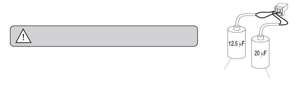 UZUPEŁNIENIE: Ważne: w przypadku niedoboru prądu należy podłączyć dodatkowy kondensator 12,5 F równolegle z uprzednio podłączonym 20 F.