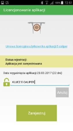 Kliknąć Zgadzam się Cofnąć do głównego menu (klawisz cofnij smartfona) Po weryfikacji klucza licencyjnego