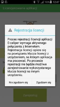 Klucz licencyjny zostaje przypisany tylko do jednego urządzenia nie ma możliwości rejestracji aplikacji