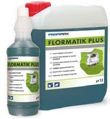 1L 6 378 FLORMATIK PLUS ŚRODEK DO GRUNTOWNEGO MYCIA usuwa zabrudzenia olejowe i smary skutecznie usuwa głęboko osadzony brud wydajny w użyciu FLORMATIK PLUS to alkaliczny środek przeznaczony do