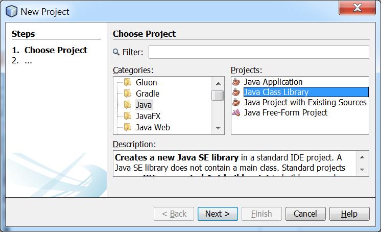 5. Wykonanie projektu typu Java ClassLibrary do przechowania interejsu komponentu EJB