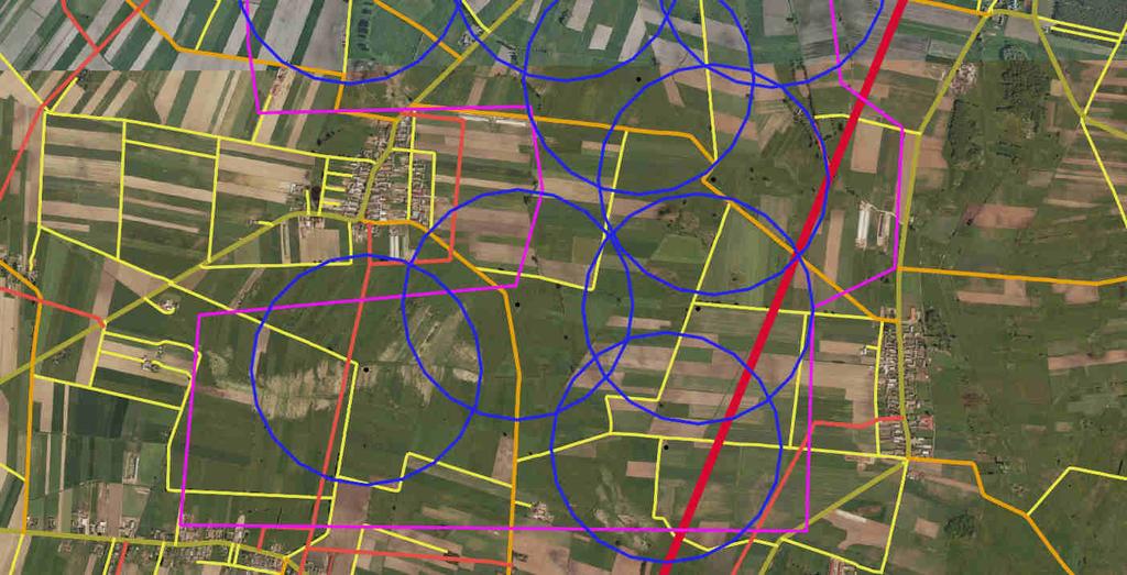 wiatrowe zostały ulokowane w odległości co najmniej 550 metrów od siebie;