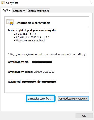 Automatycznie wybierz magazyn certyfikatów na podstawie typu certyfikatu. Poprawne ustawienia aplikacji SimplySign Desktop na komputerze.