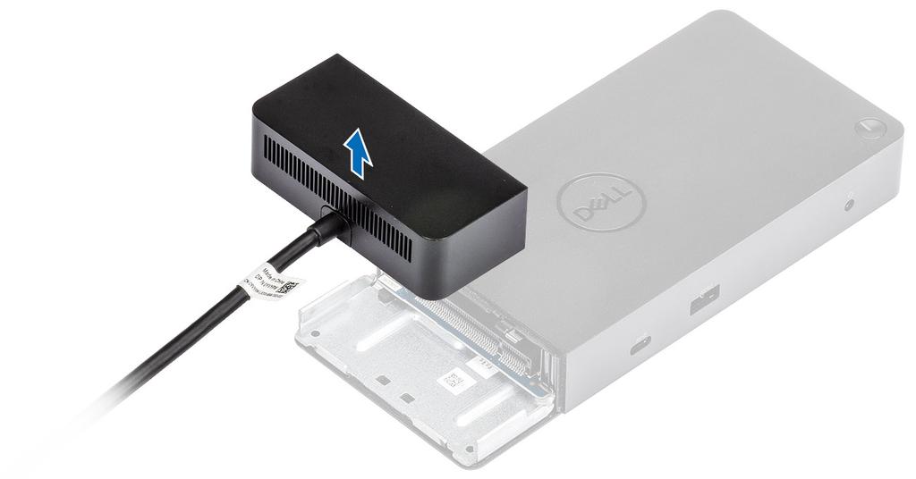 4 Unieś i wyjmij moduł kabla USB Type-C ze złącza wewnątrz