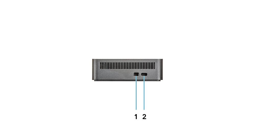 Rysunek 2. Widok z przodu 1 Złącze USB 3.1 Type-C pierwszej/drugiej generacji 2 Złącze USB 3.