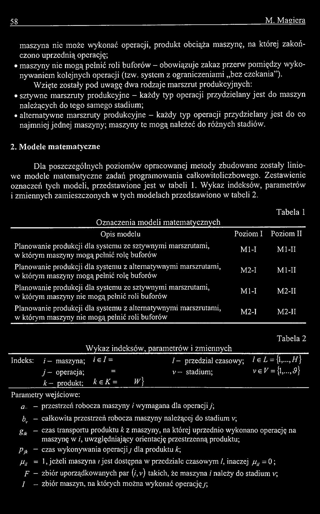 M odele matematyczne Dla poszczególnych poziom ów opracowanej metody zbudowane zostały liniowe modele matematyczne zadań programowania całkowitoliczbowego.