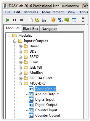 9. Użycie modułu AVA 8001 w programie DASYlab 16 Po uruchomieniu poprawnie skonfigurowanego programu DASYLab dostępne są dla użytkownika wejścia analogowe.