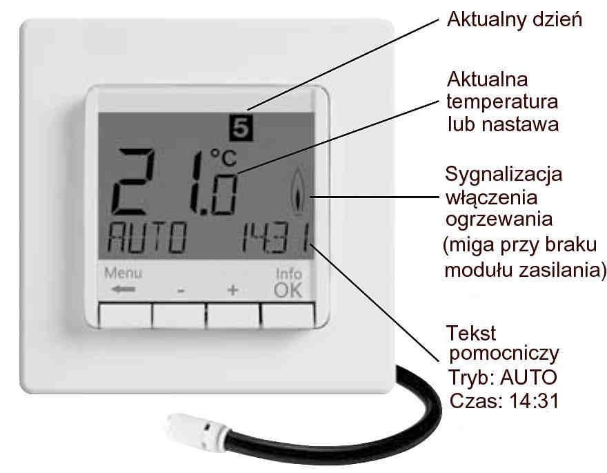 5. Programowanie termostatu Uwaga : Możliwe jest programowanie termostatu przy wyjętym z gniazda module wyświetlacza lub braku napięcia na module zasilającym.