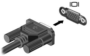 Aby podłączyć monitor lub projektor: 1. Podłącz kabel VGA z monitora lub projektora do portu VGA komputera, jak pokazano na ilustracji. 2.