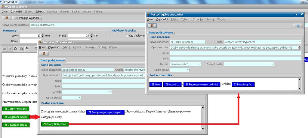 Szczególnie przydatne są następujące znaczniki: ZI Osoby Powołane, ZI Dołączono Osoby oraz ZI Odwołano Osoby sposób ich działania pomaga zrozumieć poniższy rysunek.