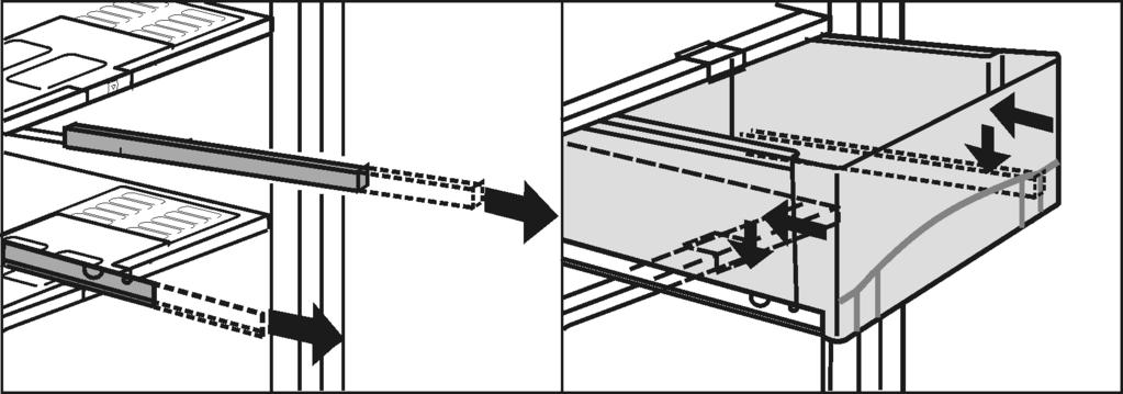 Obsługa Fig. 12 u Wyciągnąć szyny. u Szufladę założyć na szyny i wsunąć aż będzie słychać odgłos zaskoczenia. 5.6.8 Płyta regulująca wilgotność Fig.