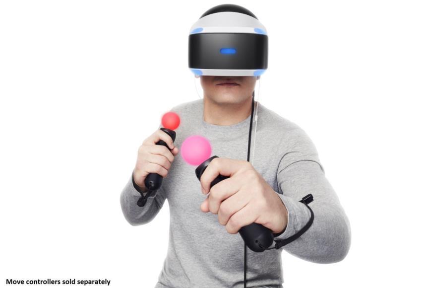 PlayStation VR PlayStation Move - kontroler ruchowy, wykonany na modłę Wiimote, dysponujący: grupą przycisków; pojedynczym triggerem;