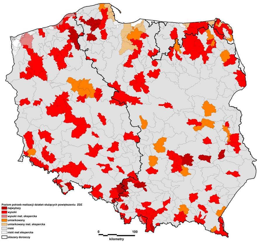 Poziom potrzeb realizacji działań