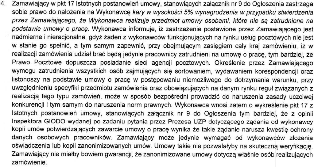 PYTANIE NR 4: WYJAŚNIENIE DO PYTANIA 4: Zamawiający przychyla się do wniosku Wykonawcy i dokonuje zmiany treści ust.