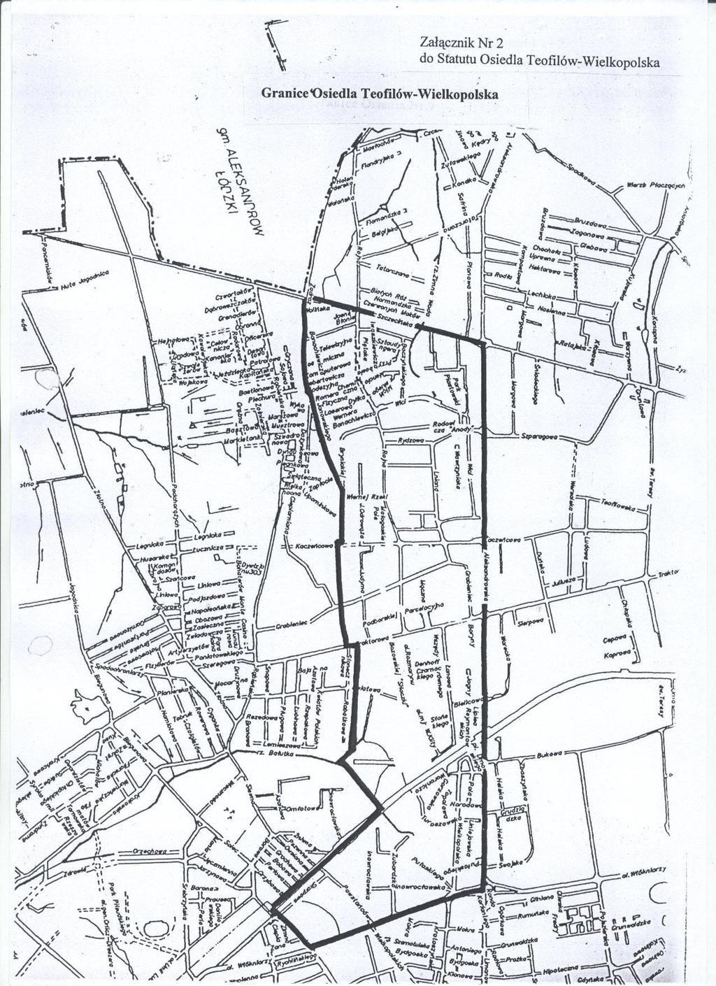 Załącznik nr 2 do Statutu Osiedla Teofilów-Wielkopolska Granice Osiedla
