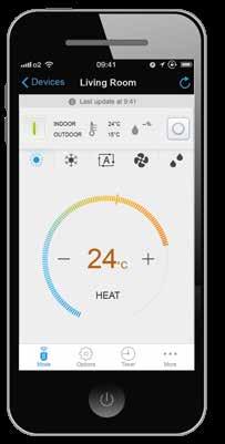 6 czynnościami dziennie przez 7 dni w tygodniu Włączenie trybu wakacyjnego Podgląd w trybie intuicyjnym Daikin Online Heating Control Aplikacja Daikin Online Control Heating jest wielowymiarowym