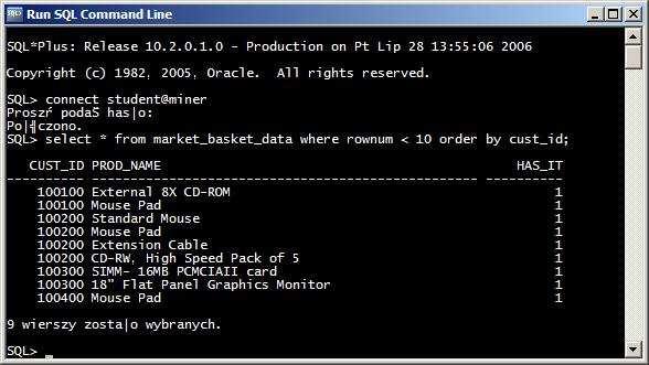 5. Oracle Data Miner wymaga do