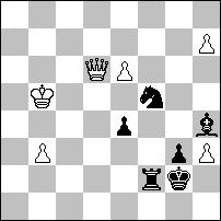 V nagroda nr 1084 Andrzej JASIK Precyzyjna gra białego króla, który przewidując pozycję wzajemnego zugzwangu musi tak grać, aby nie odebrać sobie szansy straty tempa. 1.e6! g6! (1...f:e6 2.f7+ +-) 2.
