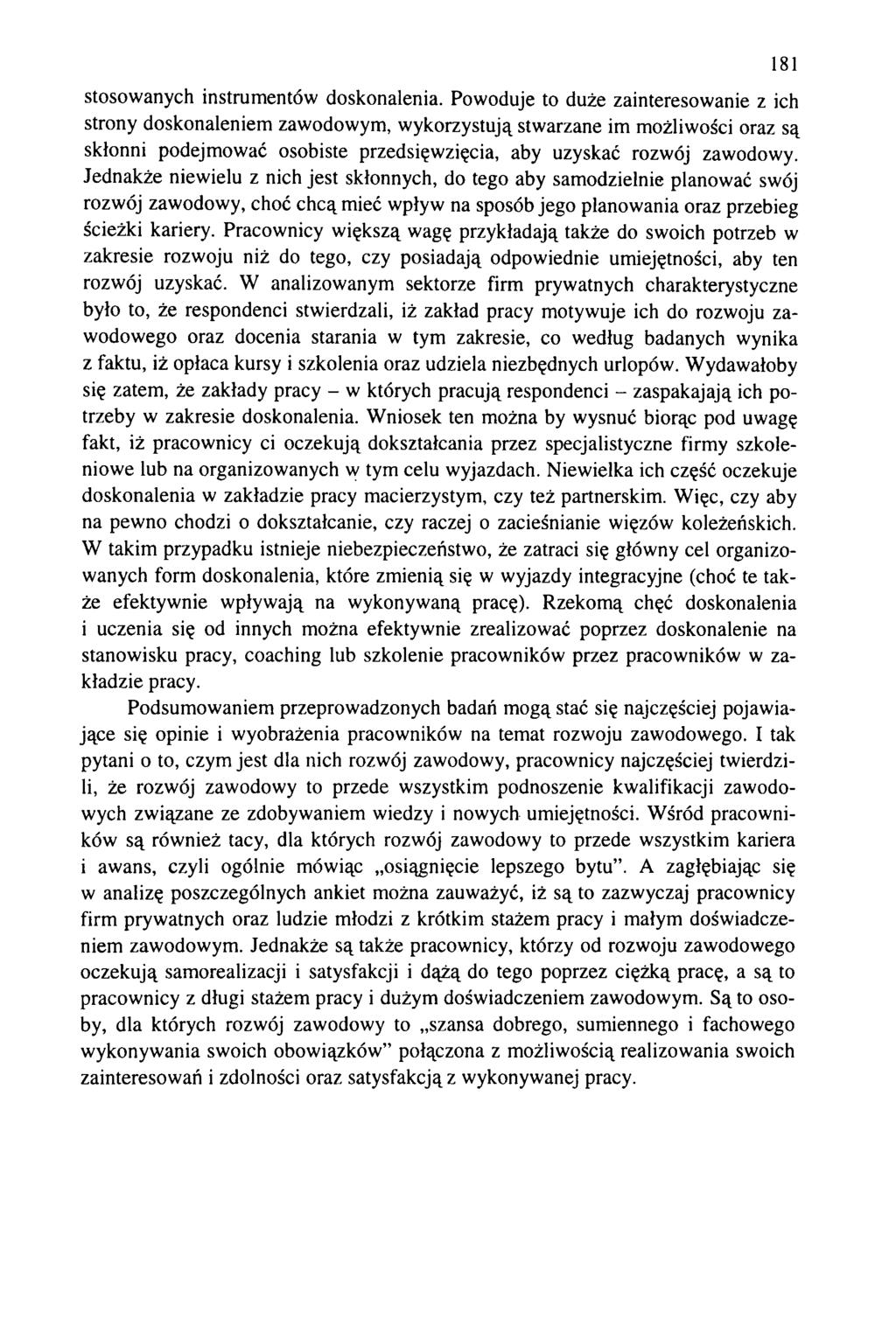 stosowanych instrumentów doskonalenia.
