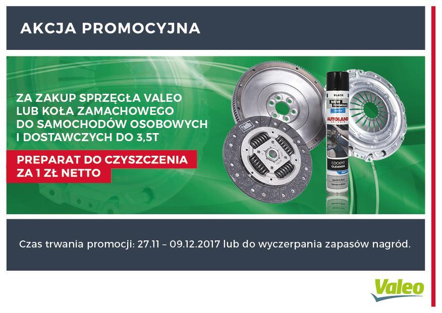 Sprzęgło i koło zamachowe Valeo Za jednorazowy zakup sprzęgła Valeo lub koła zamachowego do samochodów osobowych i dostawczych do 3,5t, w okresie