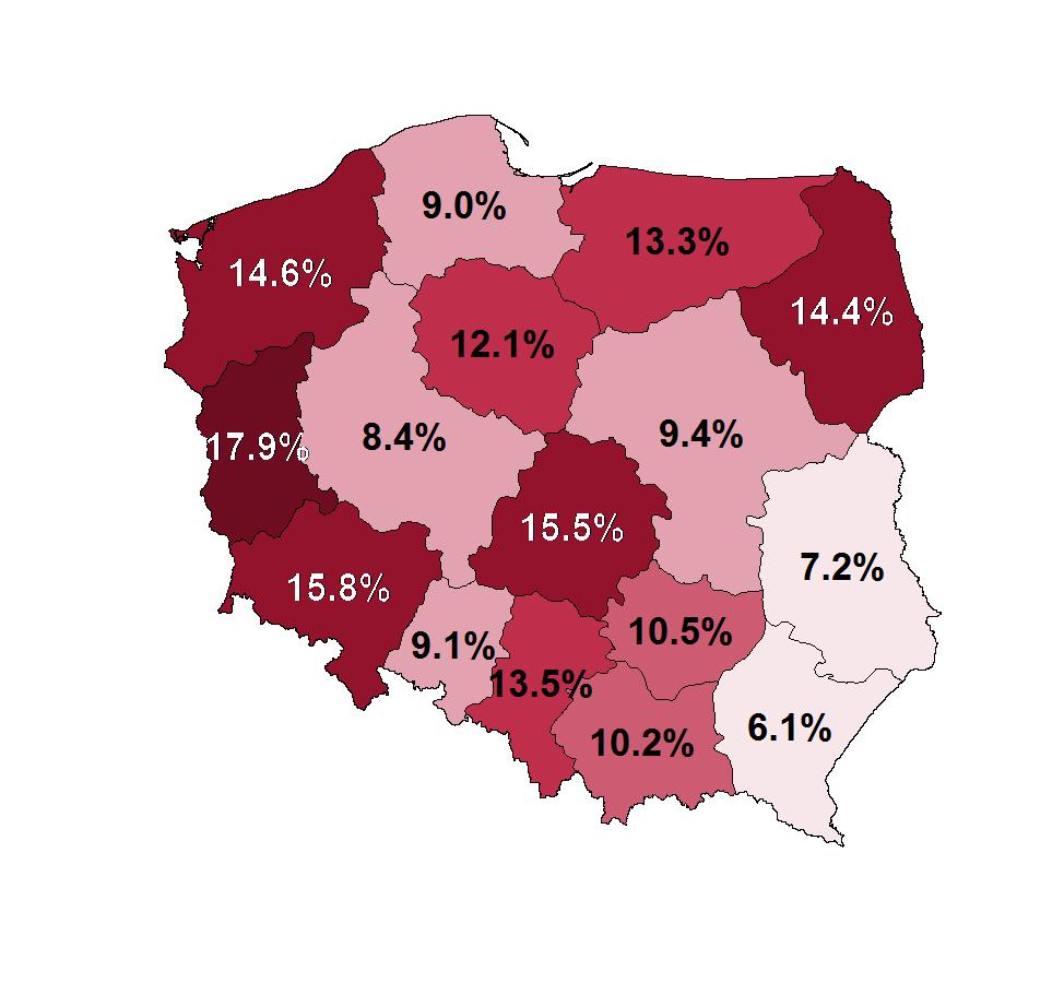 Ubóstwo energetyczne w województwach według miary subiektywnej 11,5% gospodarstw