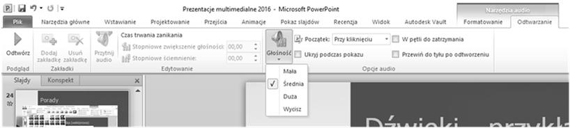 Dźwięki Warto wszystkie nasze pliki dźwiękowe znormalizować wyrównać ich głośność.