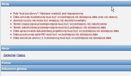 informację w sekcji "Błędy" Po poprawieniu błędów